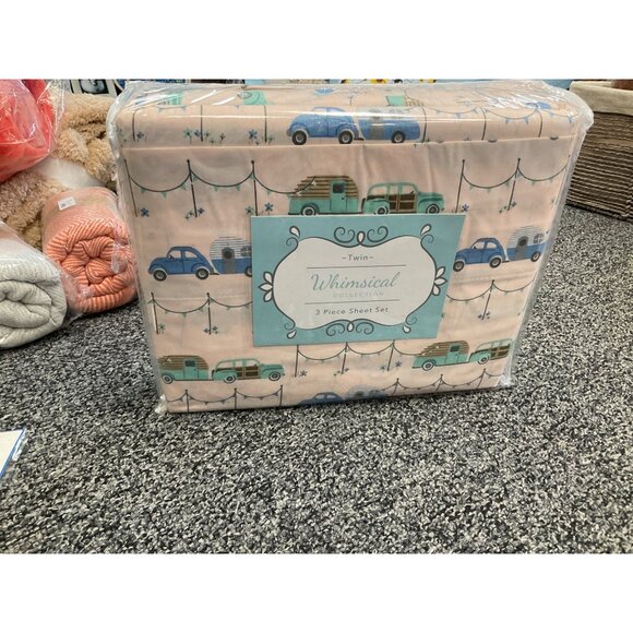 Whimsical Collection Microfiber Twin 3-Piece Sheet Set With Camper & Car Design - Picture 2 of 5